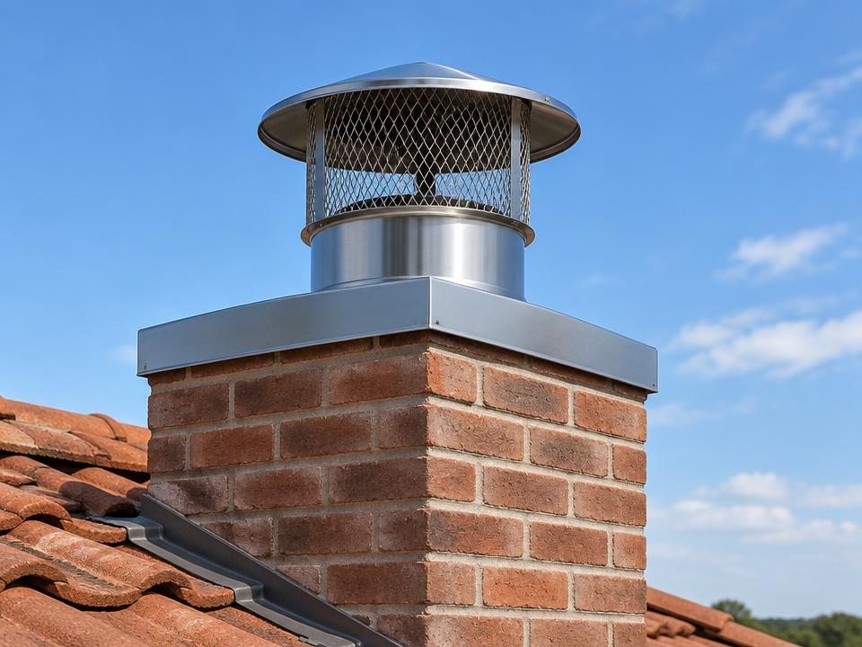 Stainless steel chimney cap installed on a Los Angeles home